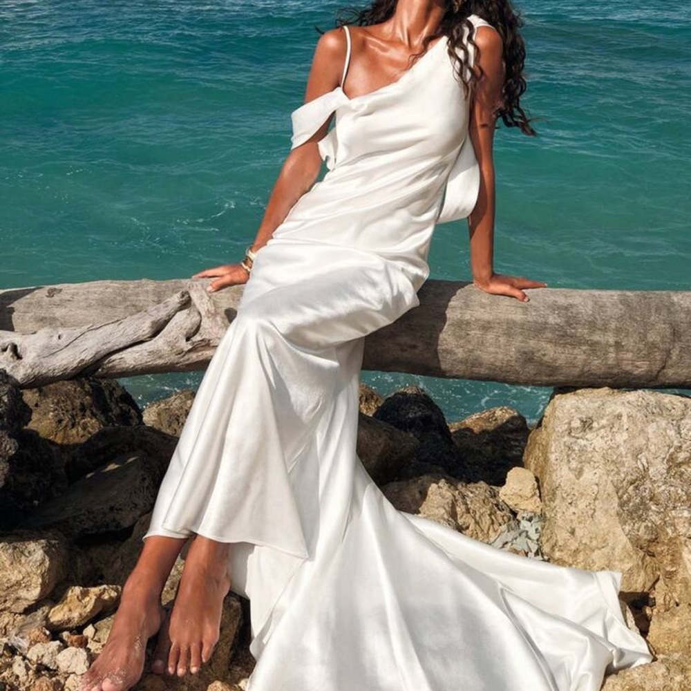 Elegant One-Shoulder White Gown